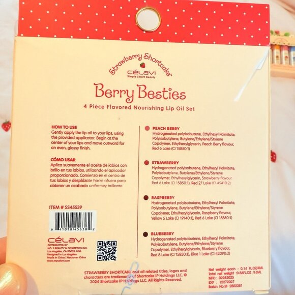 Strawberry Shortcake Celavi Lip Oil & Lip Balm 2x Pack Bundle - Picture 4 of 7
